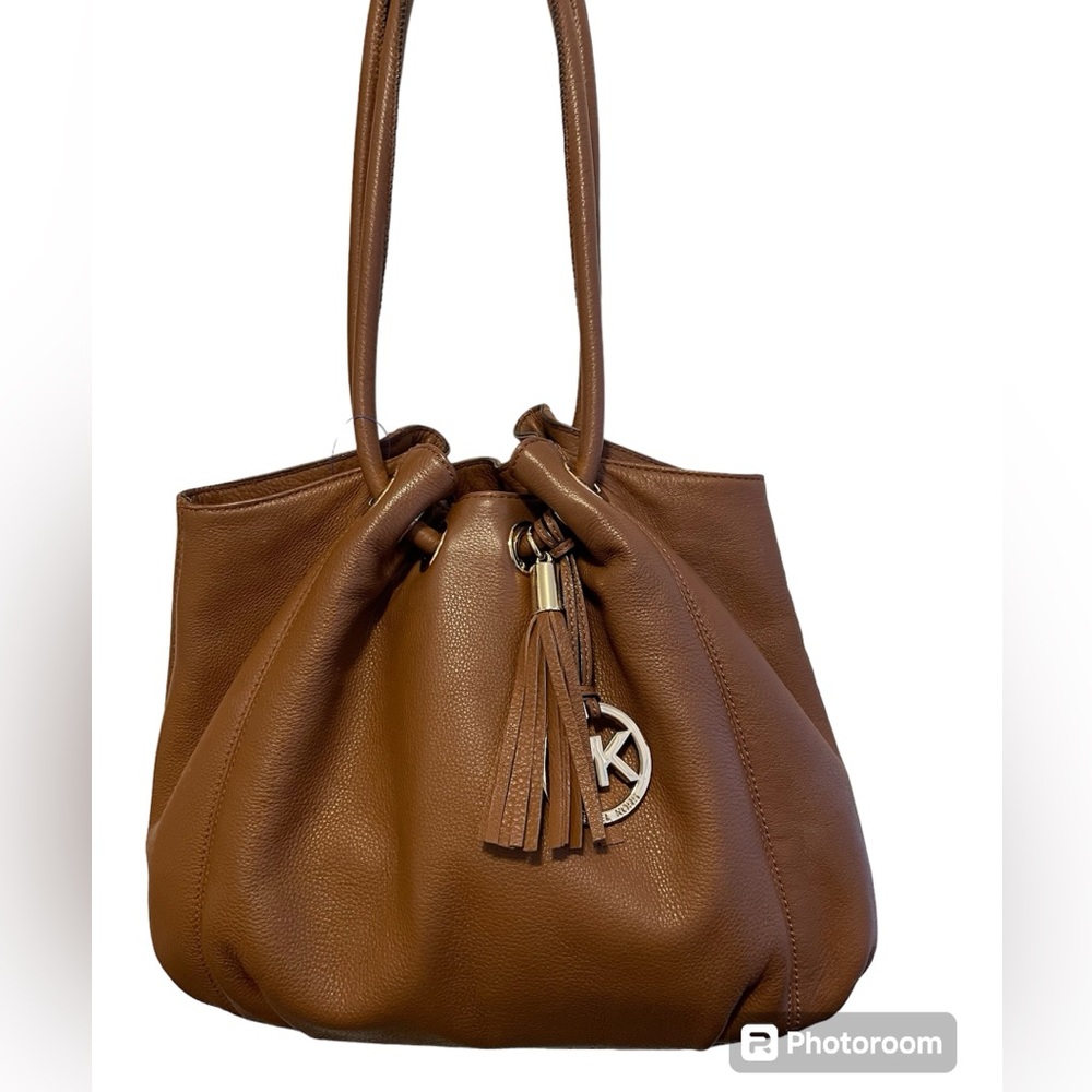 Michael Kors Leather Ring Tassel Tote  - Genuine Brown Leather
